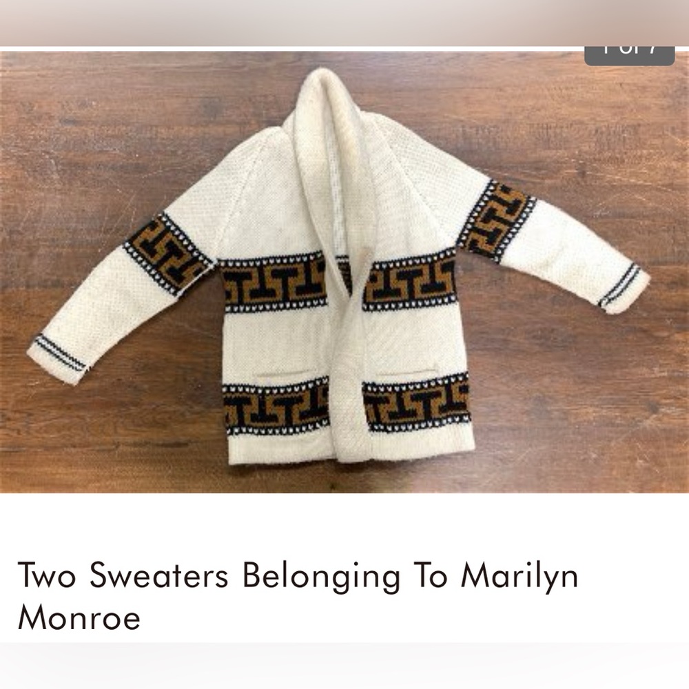 Two sweaters that were personally owned by Marilyn Monroe